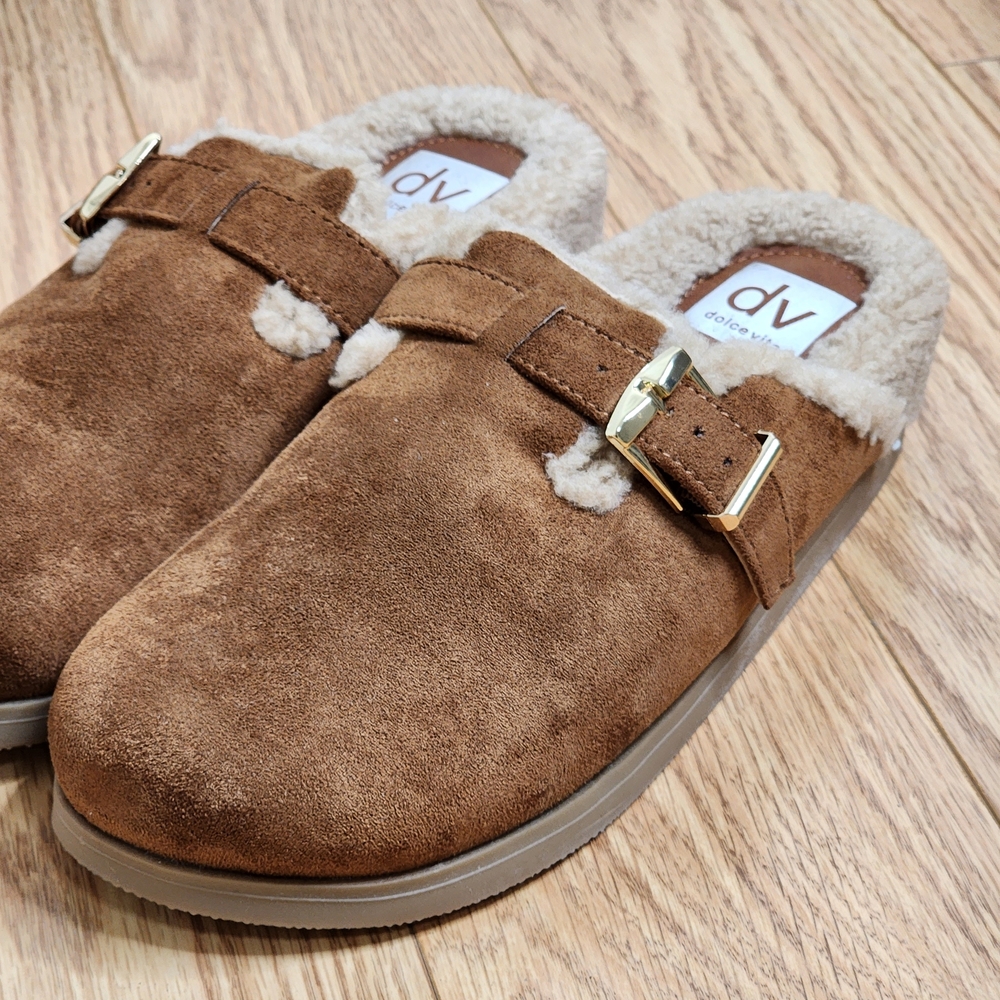 DV by Dolce Vita Women's Anina Cozy Cognac Slip-On Clogs with Buckle Size 7 - Picture 10 of 10